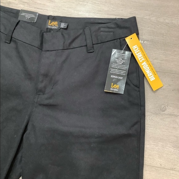 Junior's Lee Uniforms 9 M Medium Shorts Chino Khakis Bermuda Stretch Black NWT - Picture 5 of 9